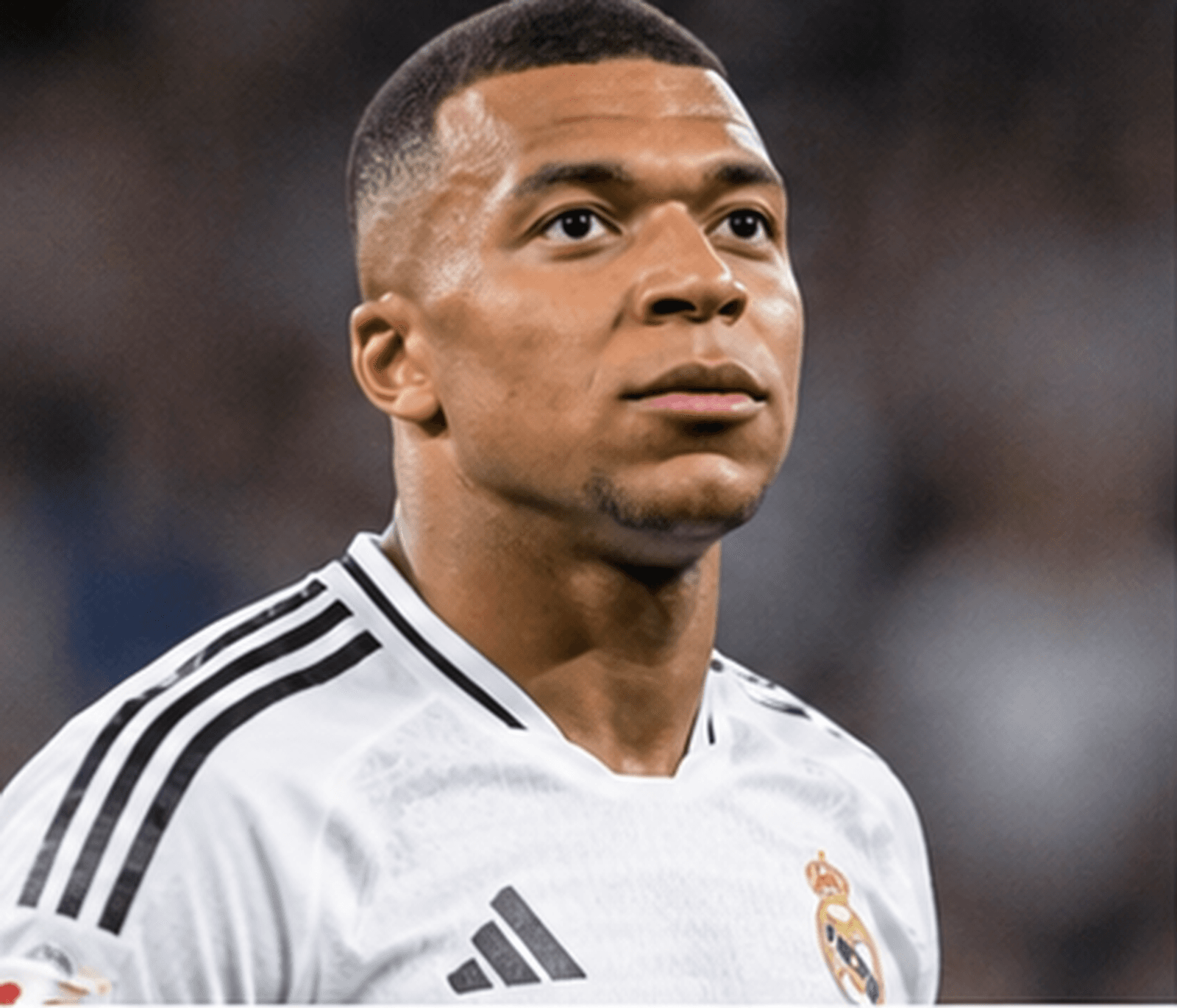 Kylian Mbappé in Real Madrid's white shirt