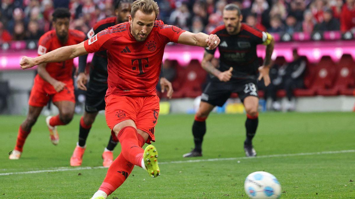 Harry Kane strikes a penalty for Bayern Munich against Union Berlin