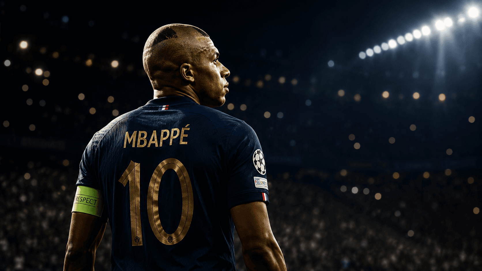 Mbappé from behind, number 10, captain's armband — looking toward what comes next