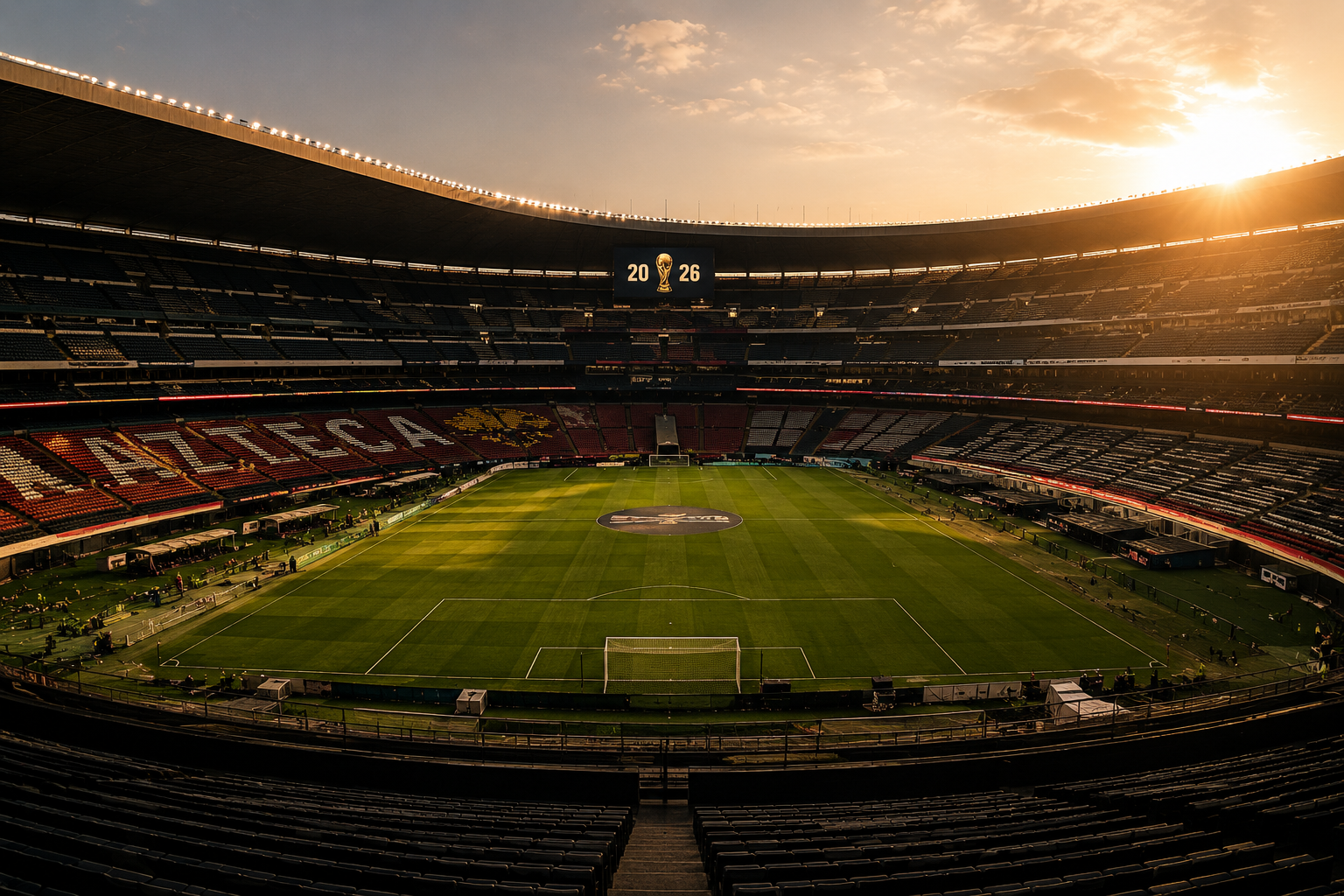 The Estadio Azteca at dusk